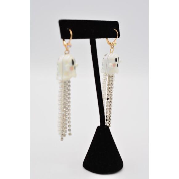 Betsey Johnson Ghost Earrings Halloween Glow In The Dark Dangle Pearl NWOT BinAO - Picture 5 of 12